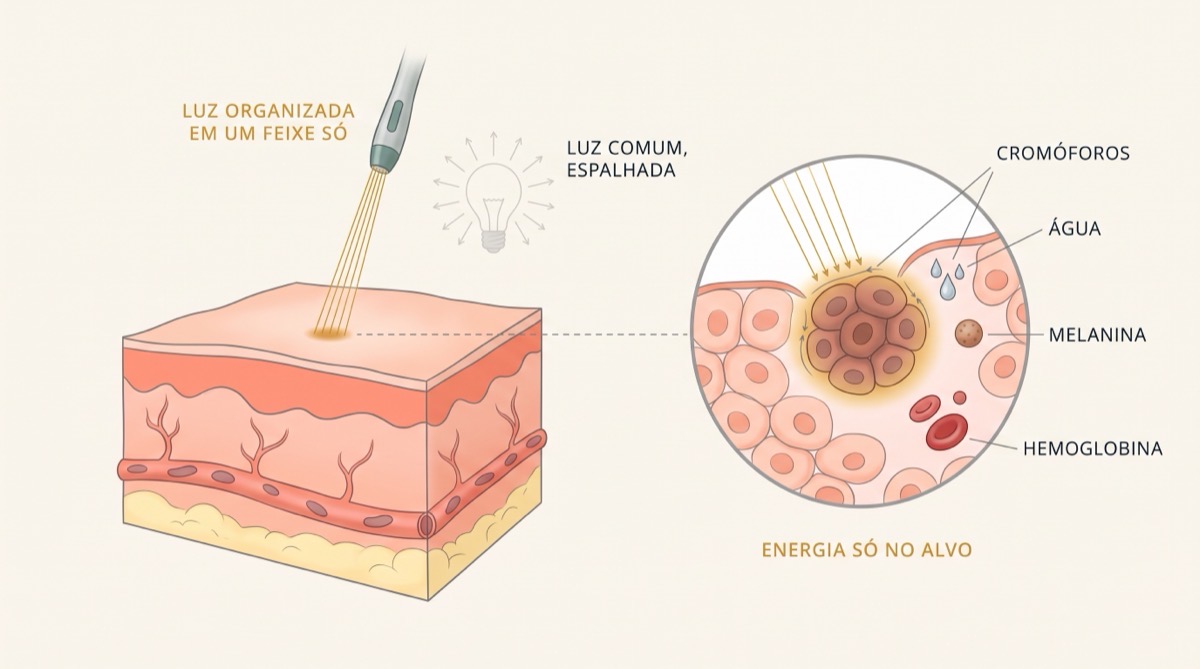Como funciona o laser no corpo, a física que transforma luz em tratamento