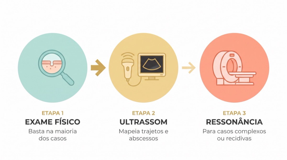 Diagnóstico do cisto pilonidal, do exame físico aos casos que pedem ultrassom e ressonância